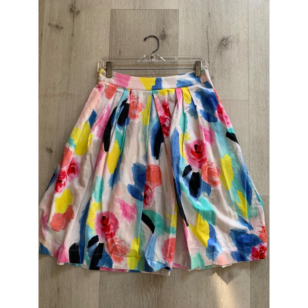 Kate Spade Skirt the Rules Multi-Color Abstract Floral Pleated A-Line Skirt 4